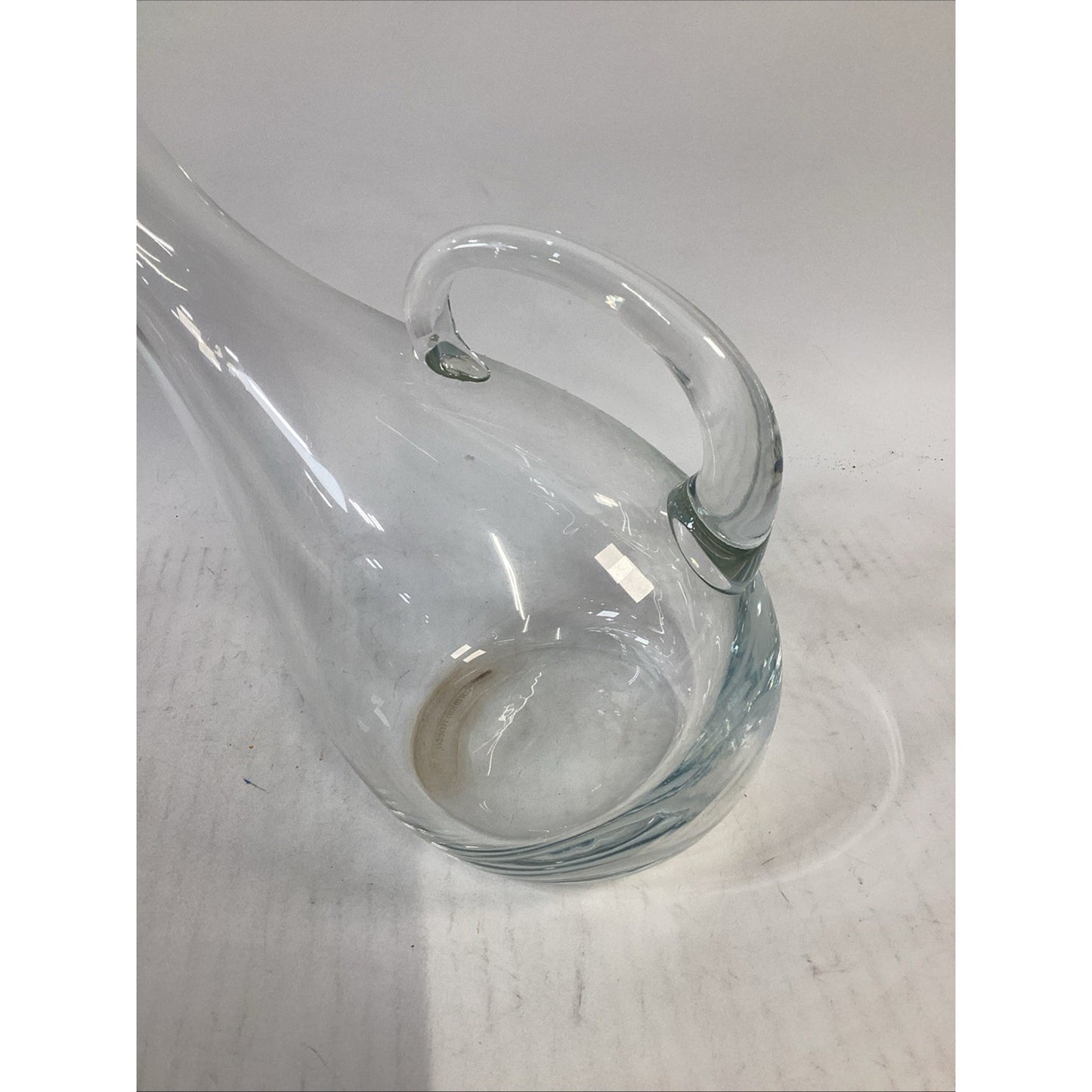 Vintage Bormioli Rocco Hand Blown Glass Pitcher With Handle – 13.5”L
