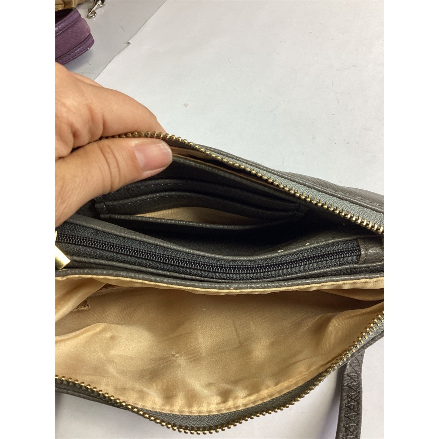 Michael Kors Gray Leather Purse Crossbody Bag