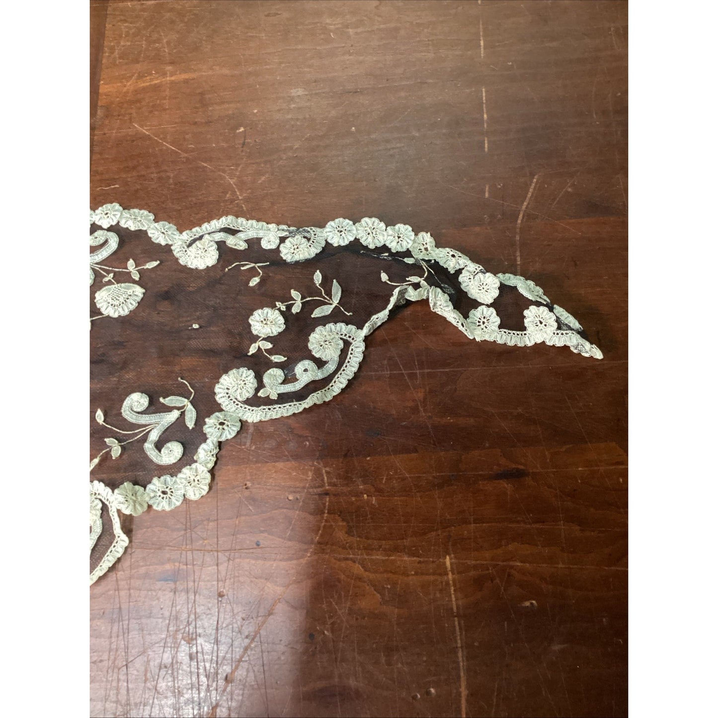 Black Floral Lace Table Runner And Embroidered Flower Scarf