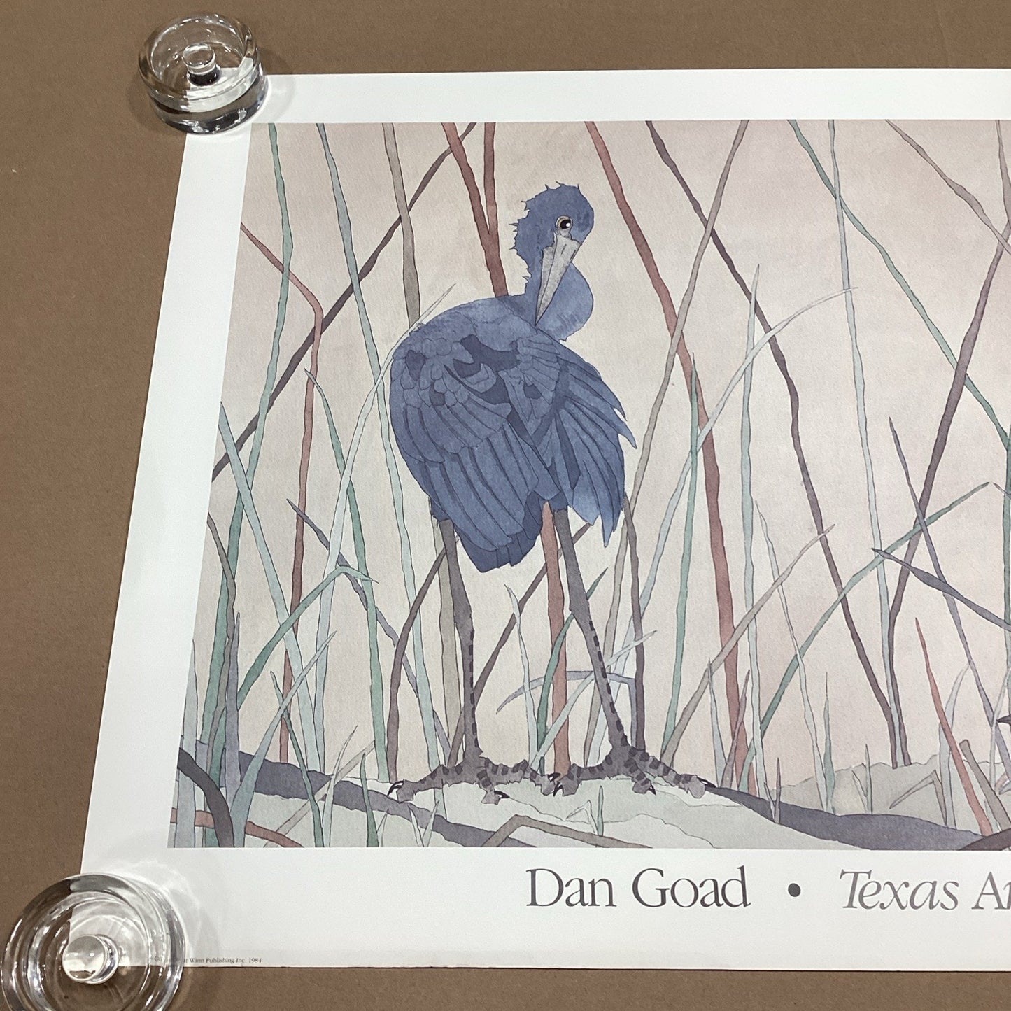 Dan Goad Blue Heron Art Poster Print - 1984 Texas Art Exposition - 33x20.25”