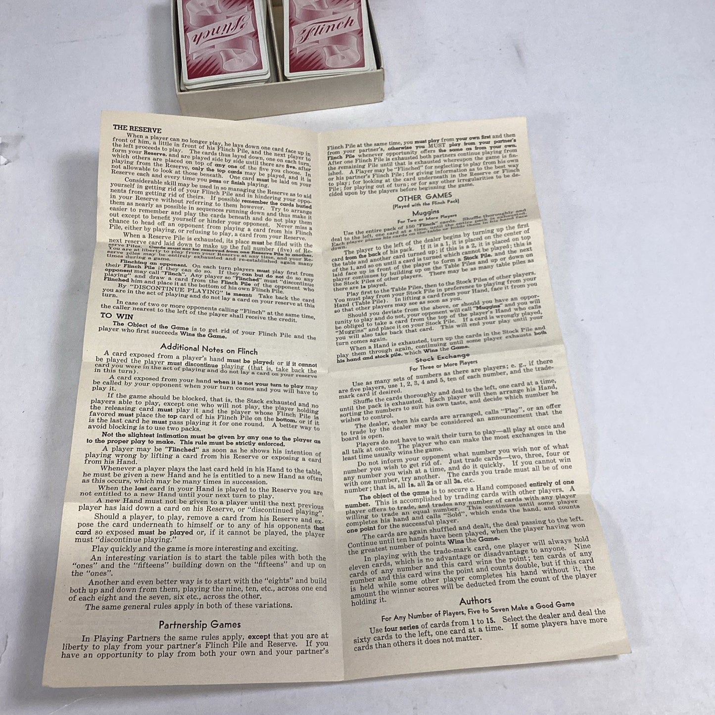 Vintage Flinch Card Game 1938 Parker Brothers USA. New Edition Complete