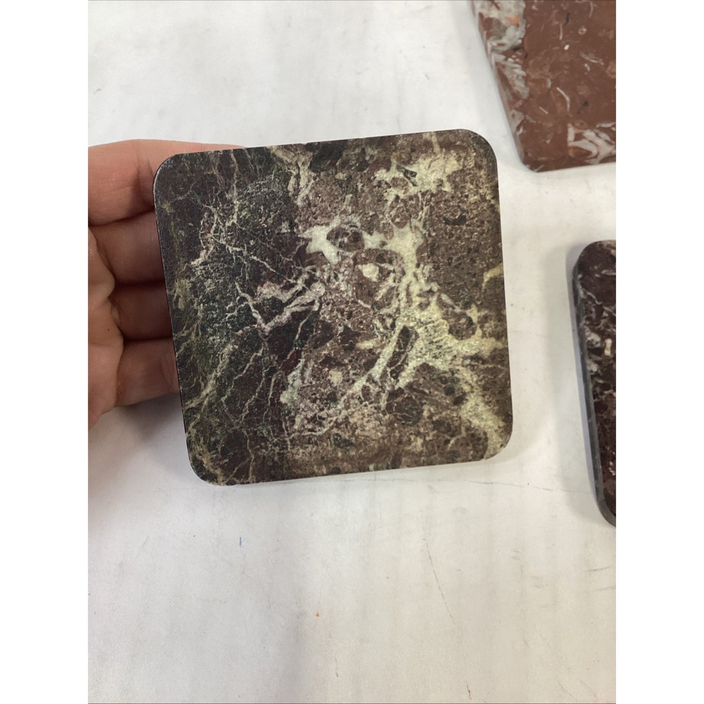 Set Of 3 Vintage Marble Coasters