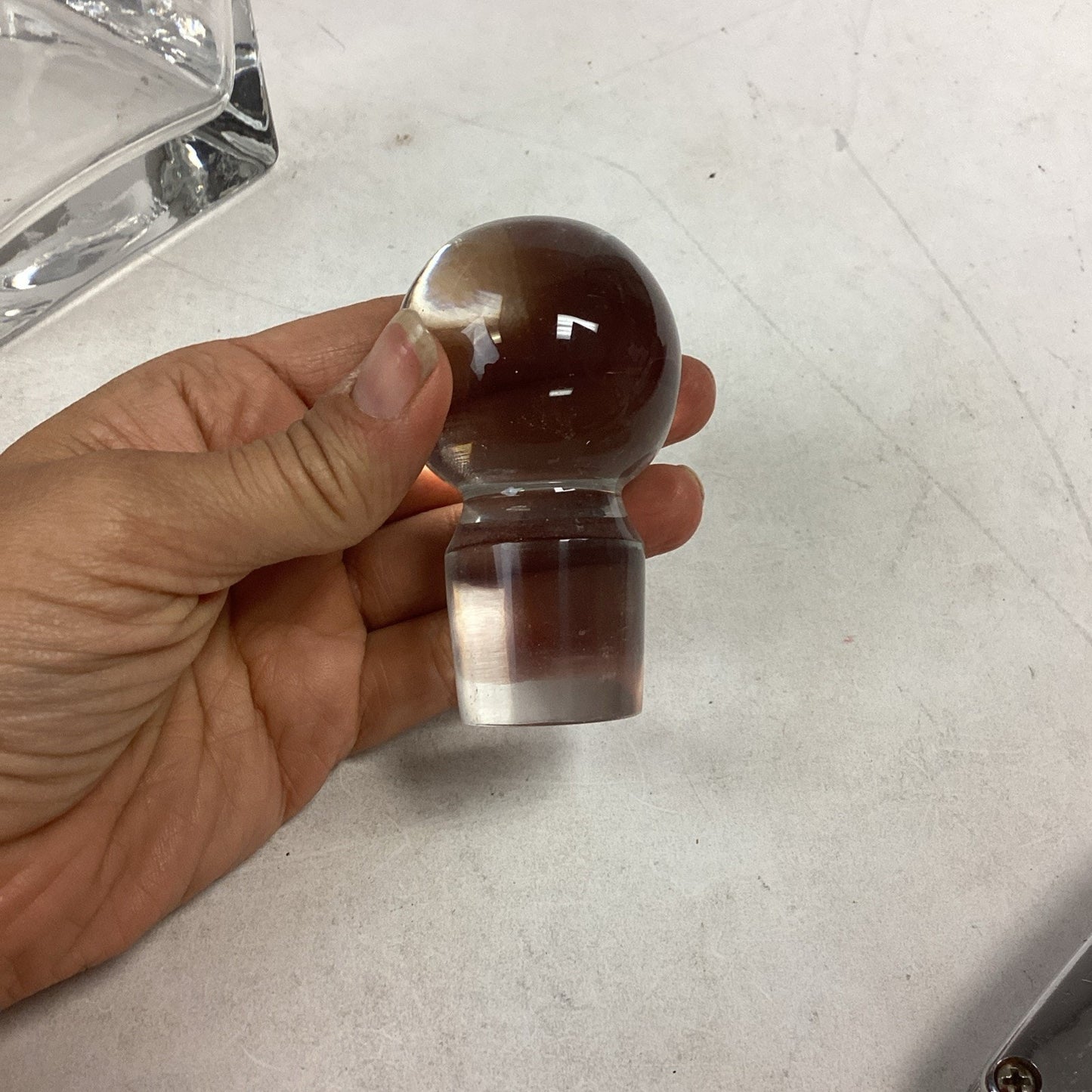 Vintage Glass Decanter With Stopper - 9.5”H