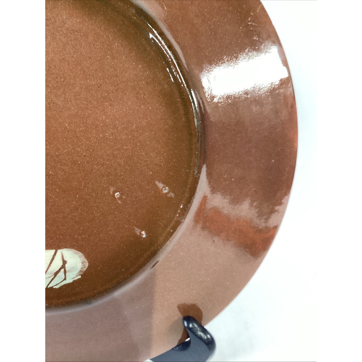 Handmade/Hand Painted Glazed Beige And Green Dinner Plate - 11.75”D