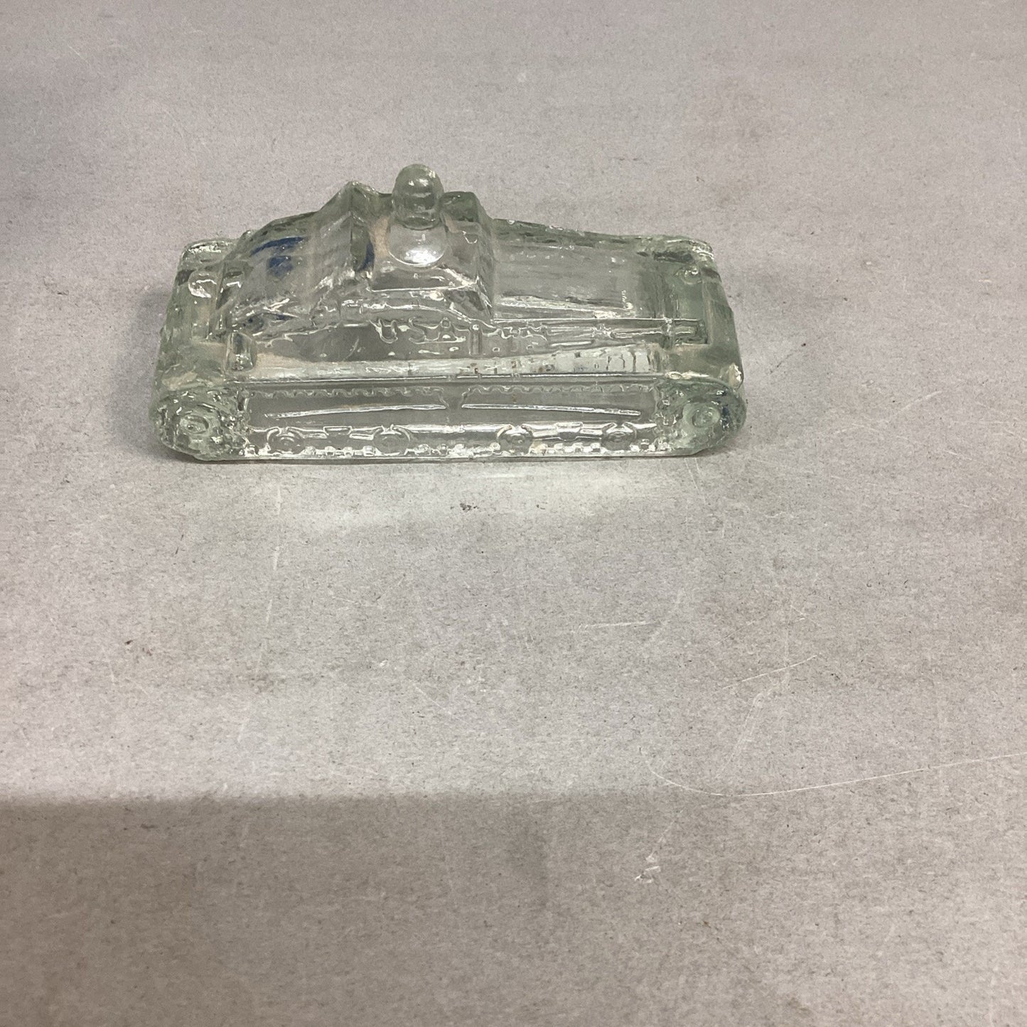 Vintage USA 1942 WWII Era Tank Victory Glass Candy Container