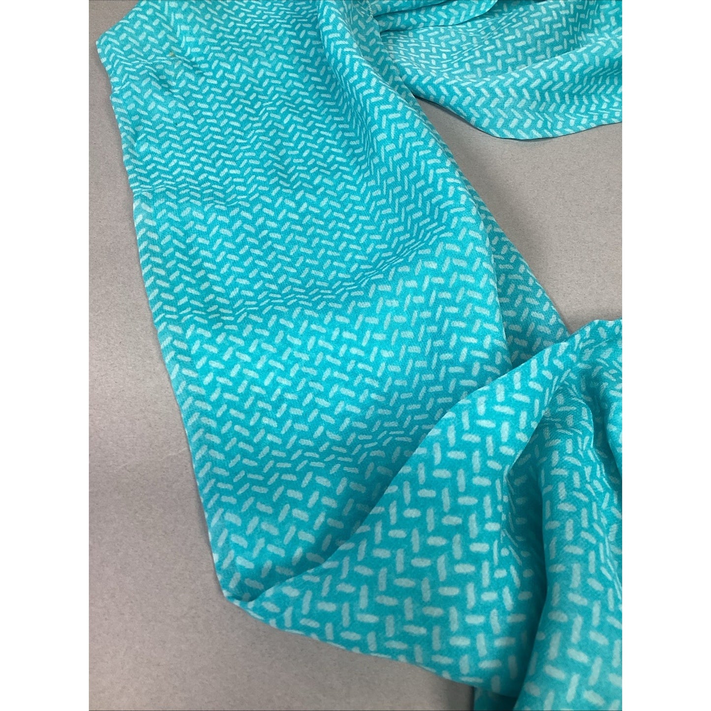 100% Silk Teal W/ White Women’s Scarf - 80x25”