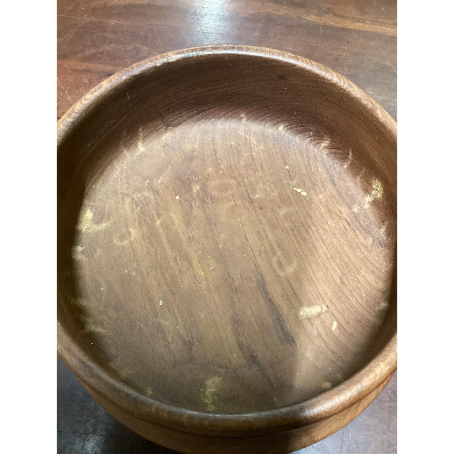 Vintage Teak Wooden Bowl - 9”D And Plate - 8”D