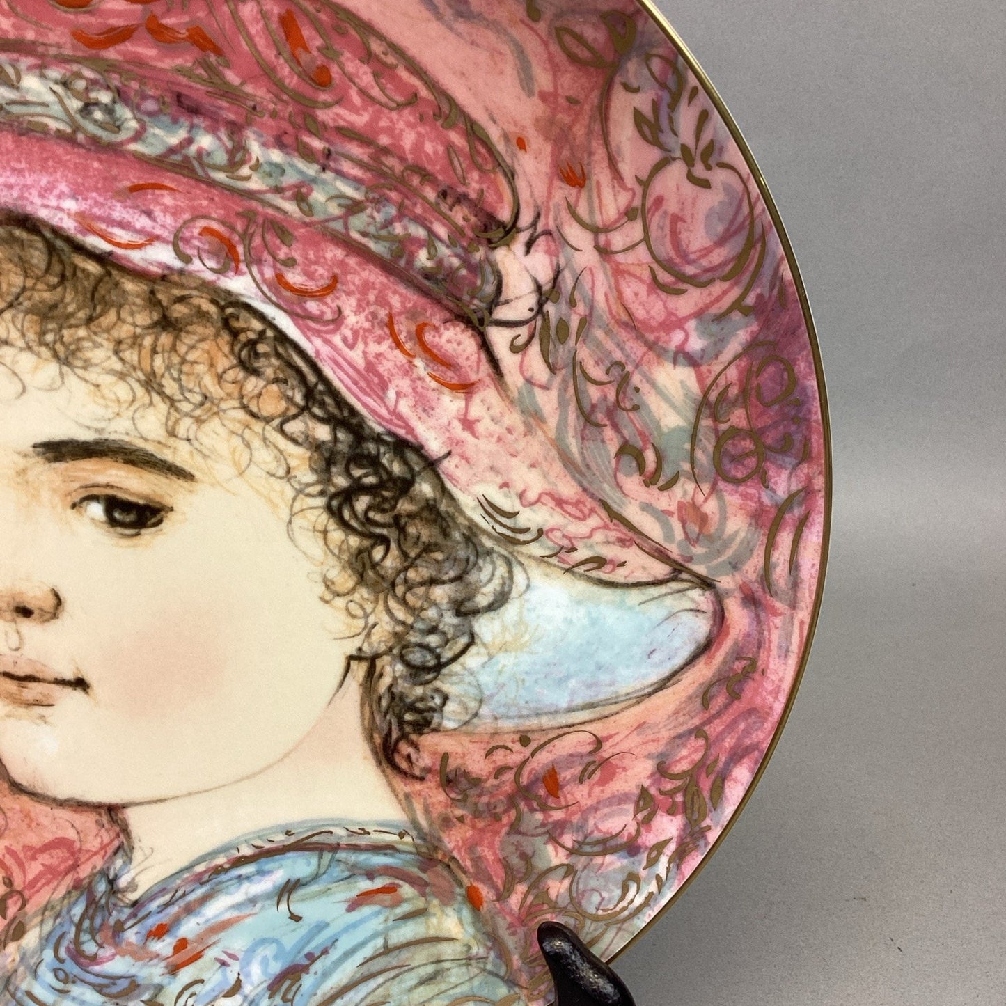 2 Signed Edna Hibel Frederic & Claire Commemorative Series Collectors Plates