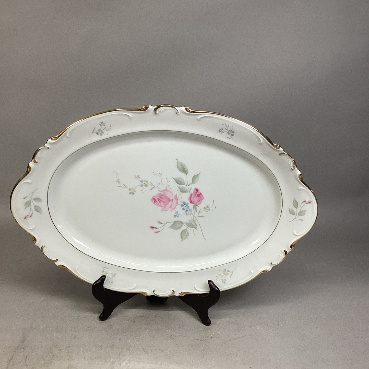 Set Of 2 Heinrich & Co. Selb Pink Floral Serving Platters - Bavaria Germany