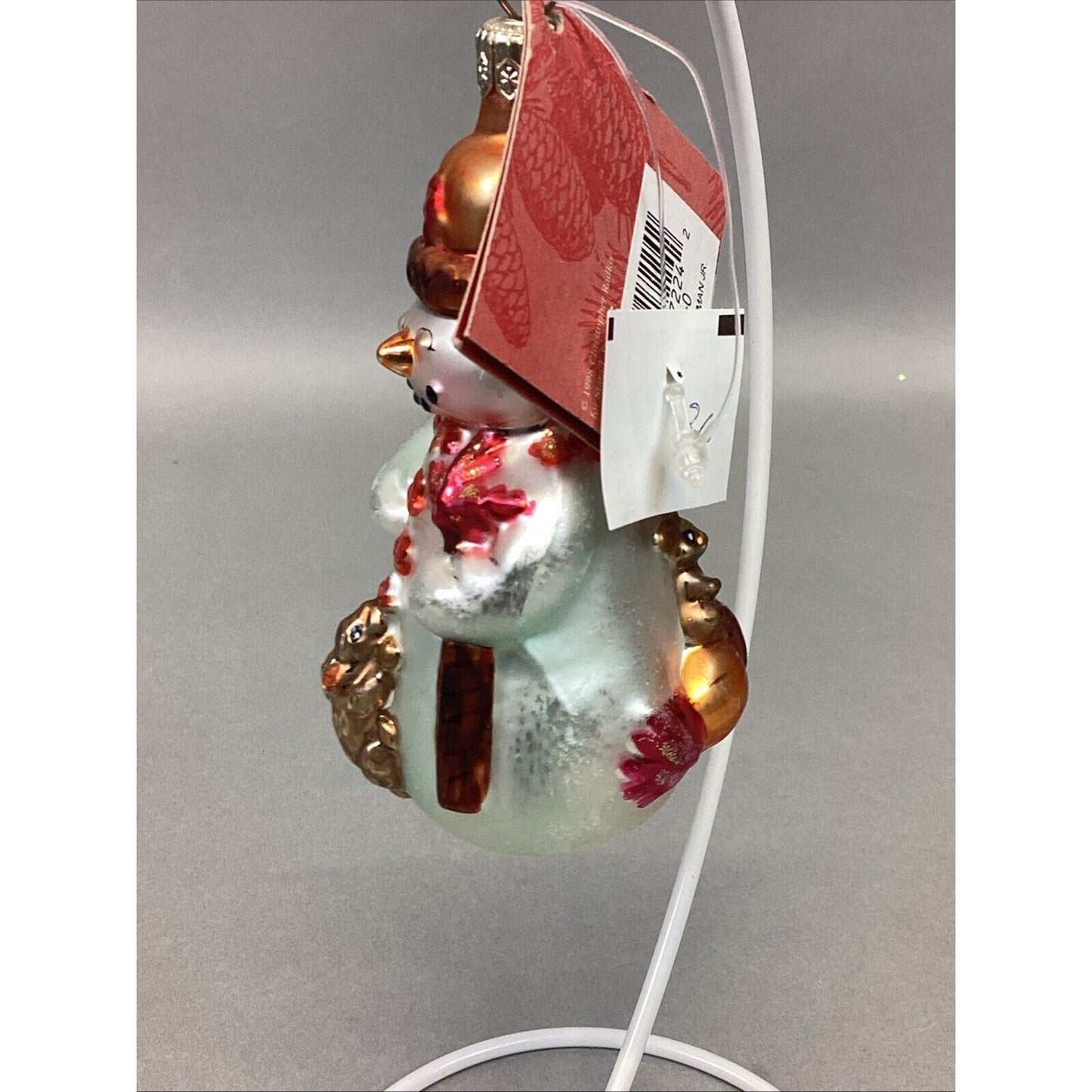 Radko Woodland Winds Carlton Snowman JR. Glass Christmas Ornament W/ Tags