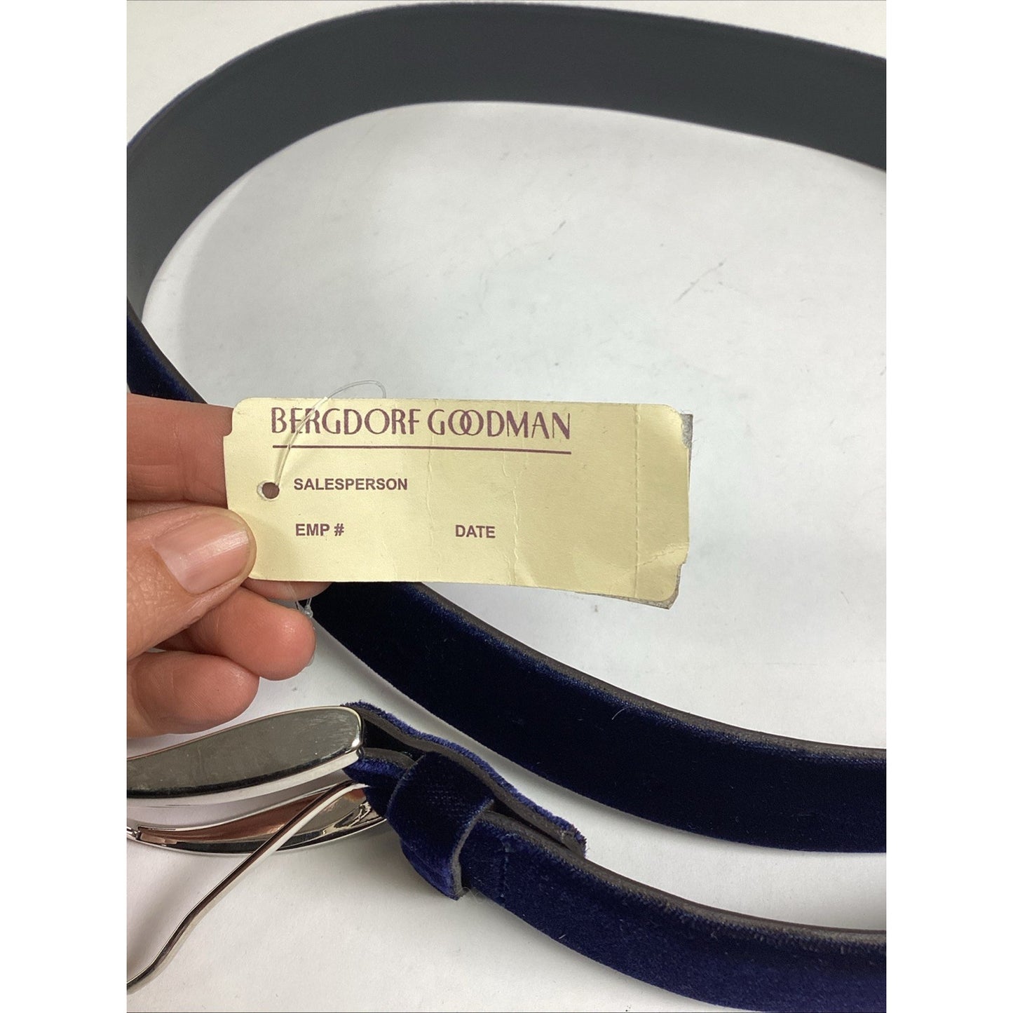 Bergdorf Goodman Blue Suede Men’s Belt - NWT - Size 36 - Made In Italy