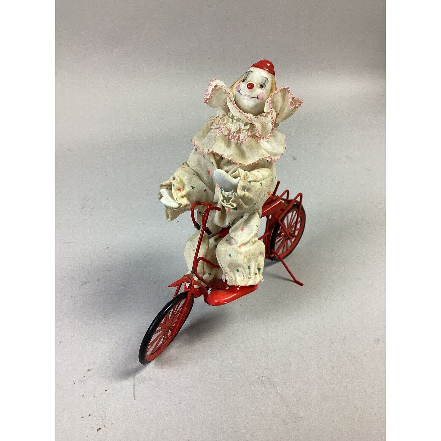 Vintage Enesco Porcelain Clown On Bicycle