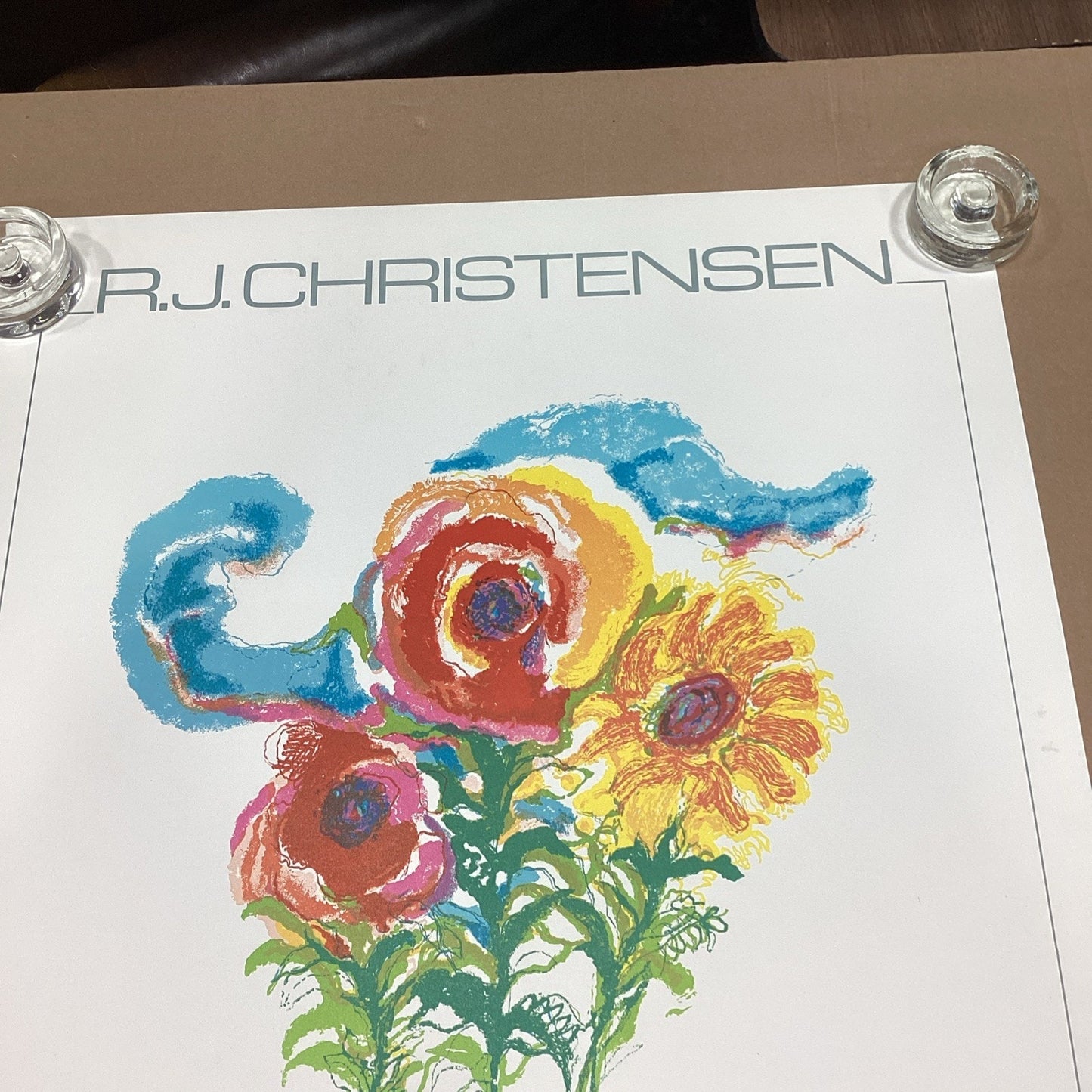 1980 R.J. Christensen Floral Art Poster - 34x22.5”