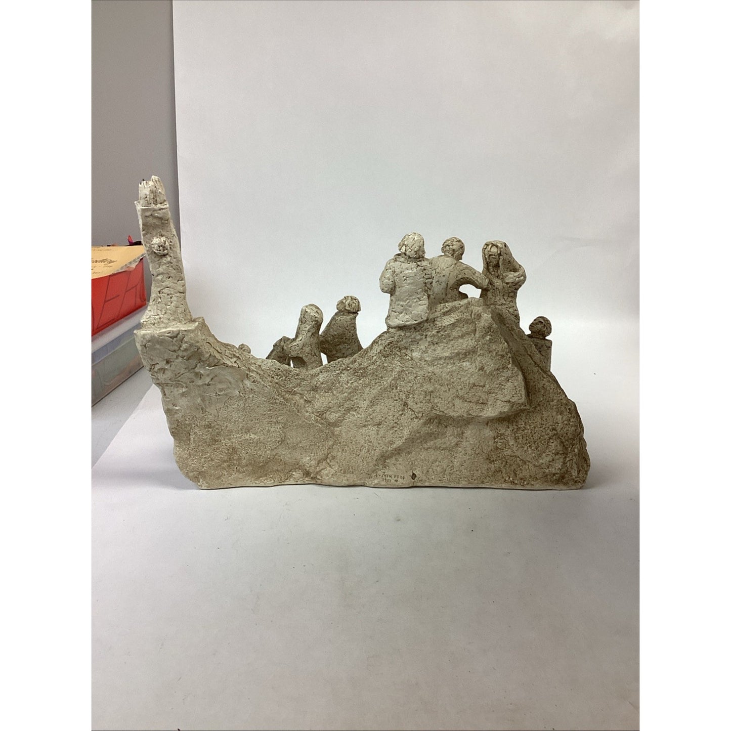 Austin Productions Vintage 1967 Menorah Judaica Large Clay Resin Statue - 21x14”