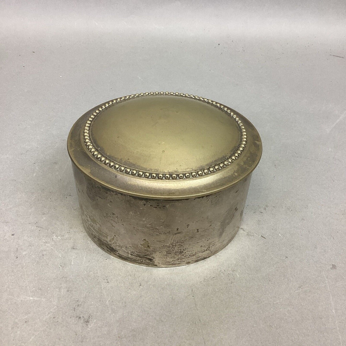 Vintage Silver Plated Trinket Jewelry Box - 2.25”Hx4.75”D - Made In India