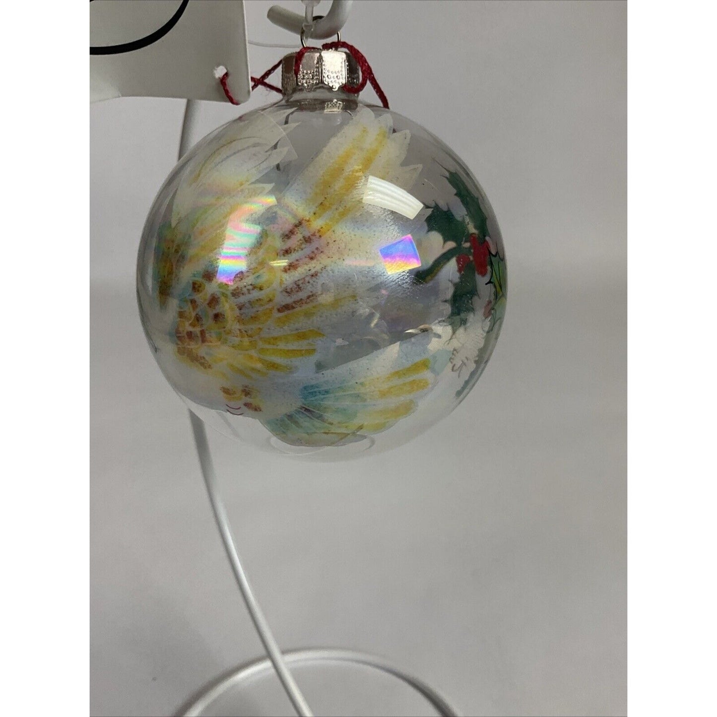 Gigi Clear Ball Christmas Ornament With Doves And Mistletoe (enamel)