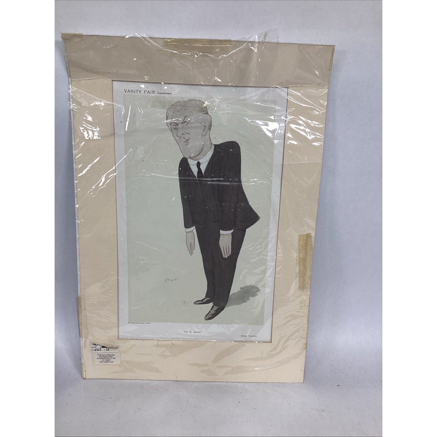 Original 1909 Vanity Fair Caricature George Alexander (St. James)By Max Beerbohm