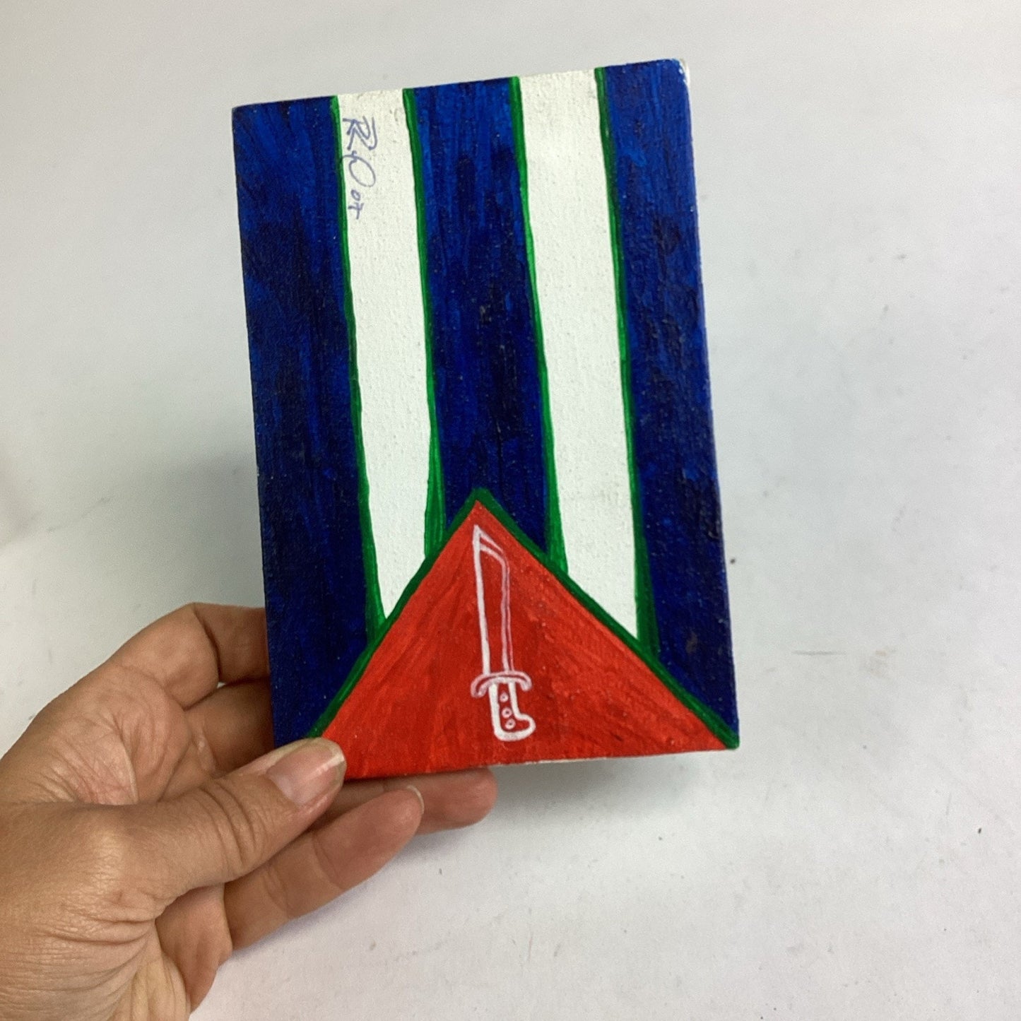 2 Handmade Hand Painted Canvas Flags