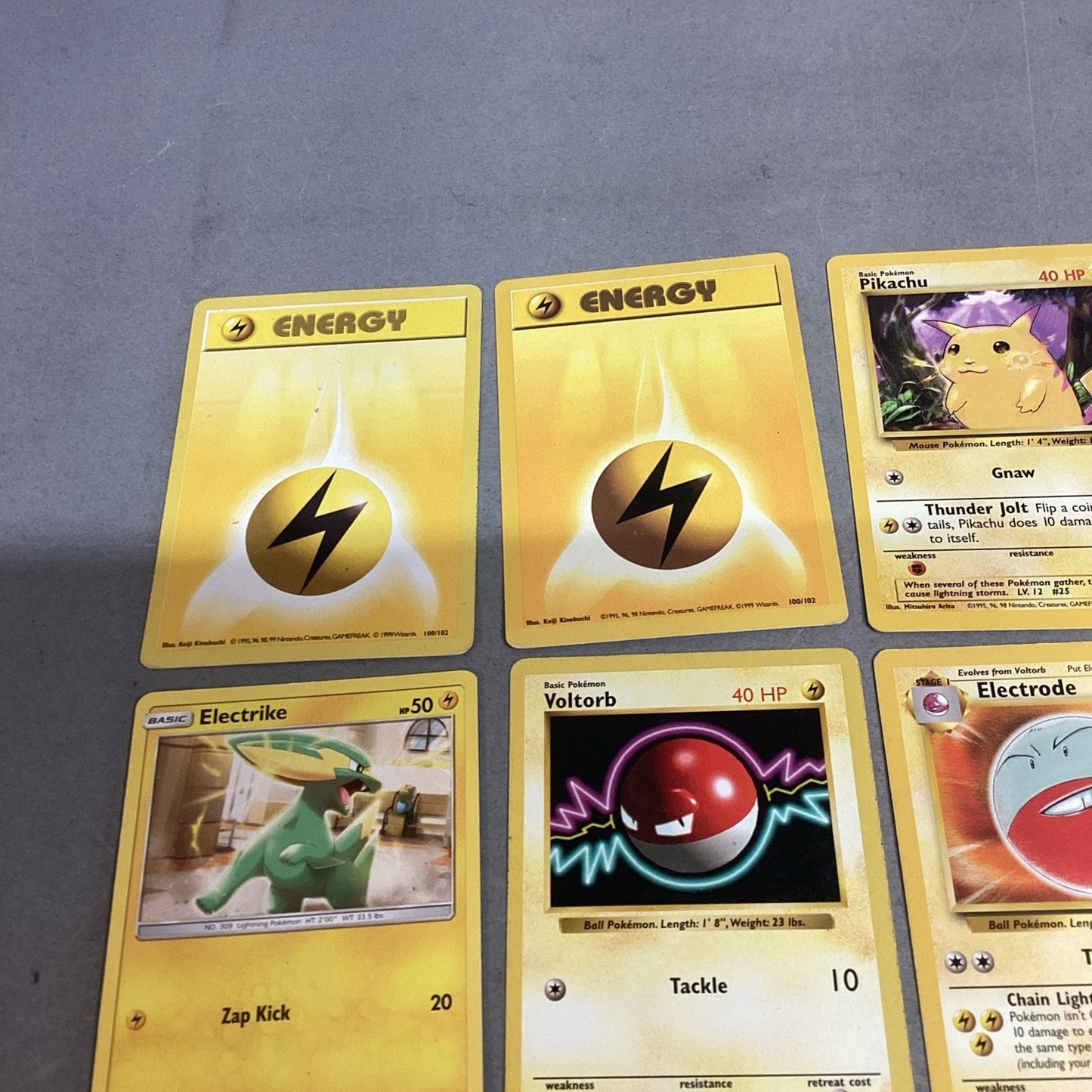 Lot Of 6 Pokémon Trading Cards - Energy, Pikachu, Electrike, Voltorb, Electrode