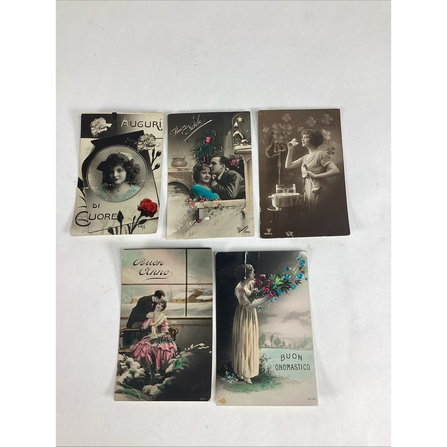 Set Of 5 Antique Italian Postcards