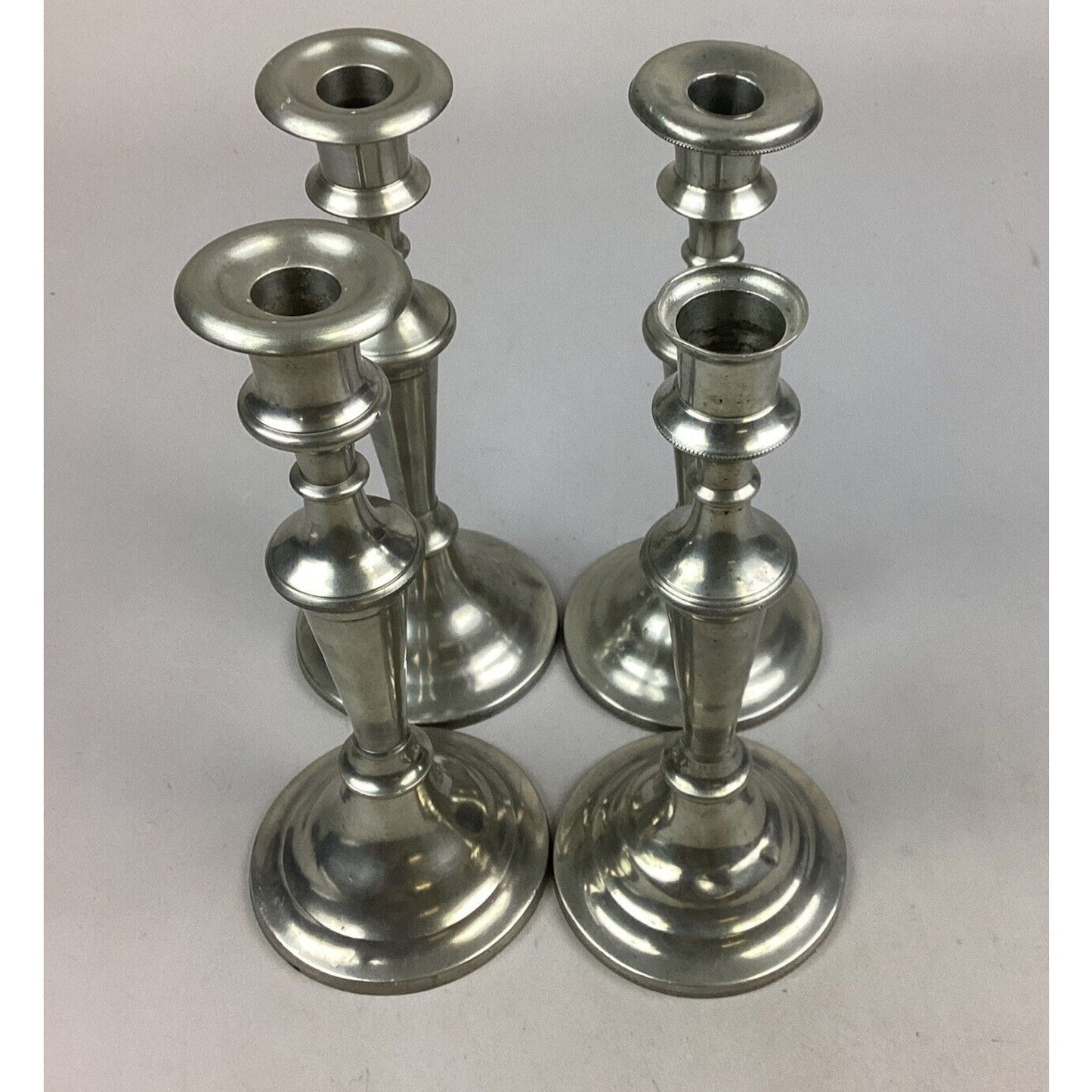 Set Of 4 Silver Plated Candlestick Holders - 10.5”