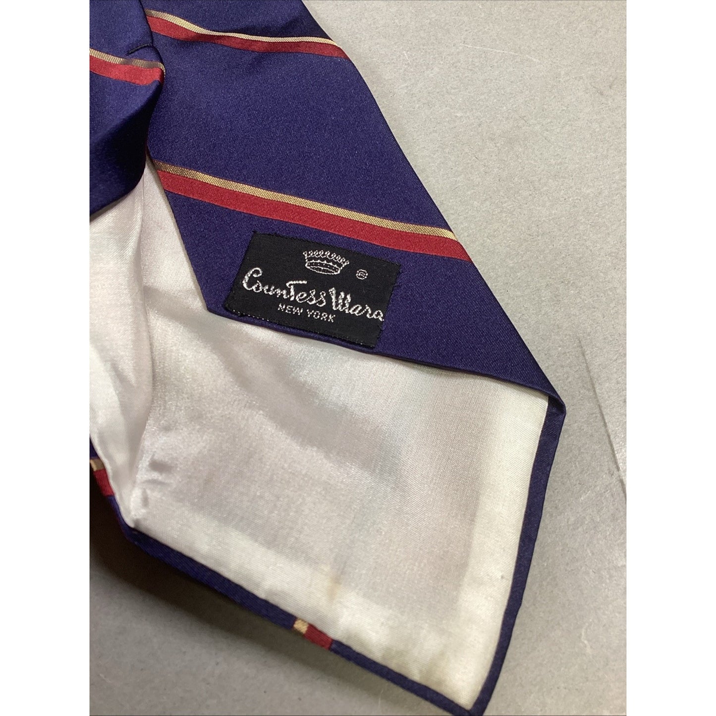 Countess Mara Blue Striped Silk Tie & Jean Marc Stewey Paris Dark Blue Silk Tie