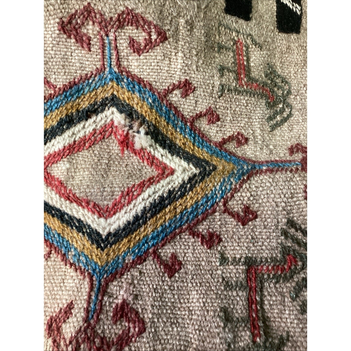 Vintage Handmade Geometric Design Rug - 77x40”