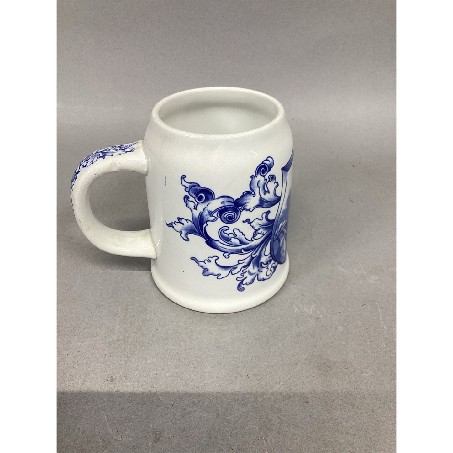 BFK Teniers Vintage Blue White Beer Stein Tankard - No Lid