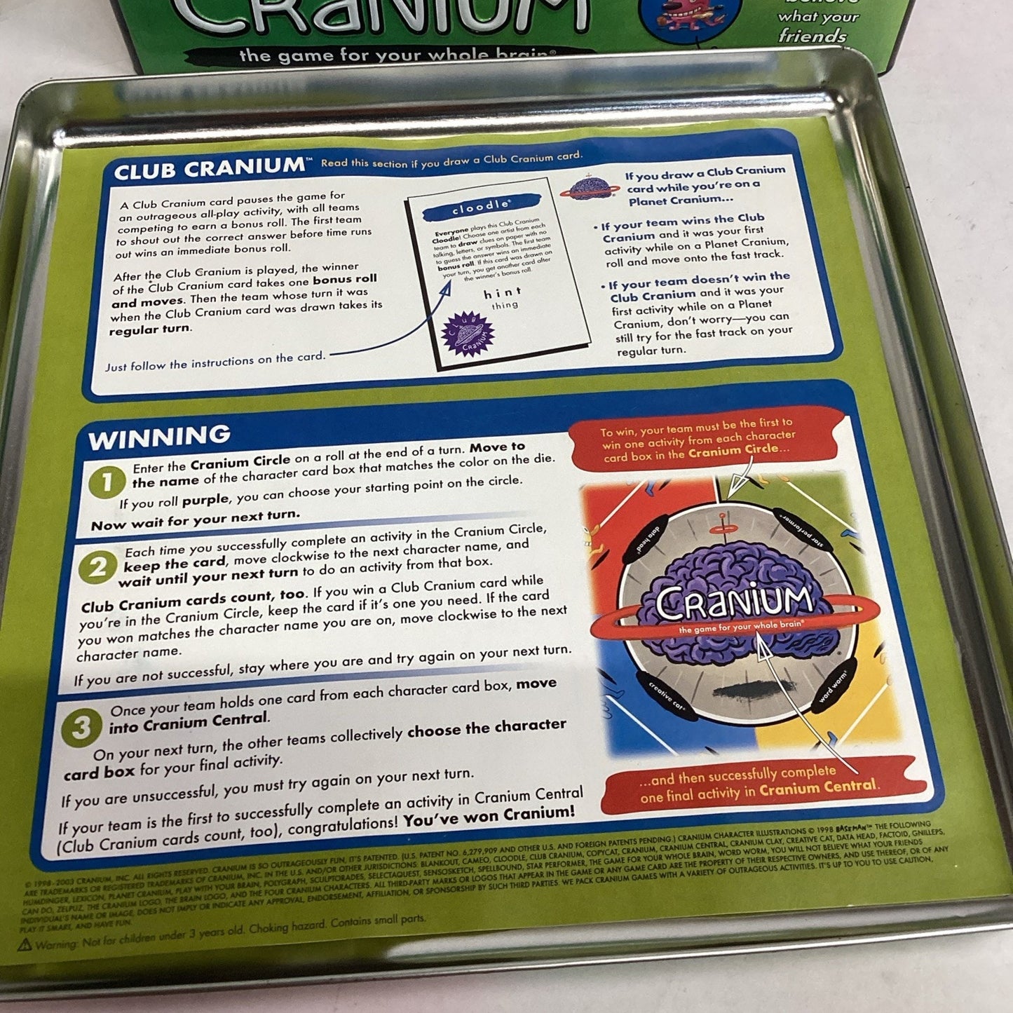 Cranium Board Game Tin Case Limited Edition Metal Box 2002