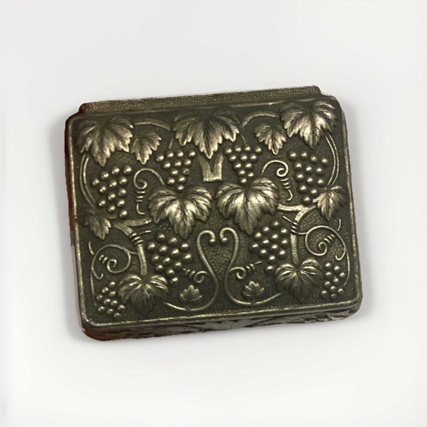 Vintage or Antique Japanese Ornate Trinket Jewelry Box with Red Lining