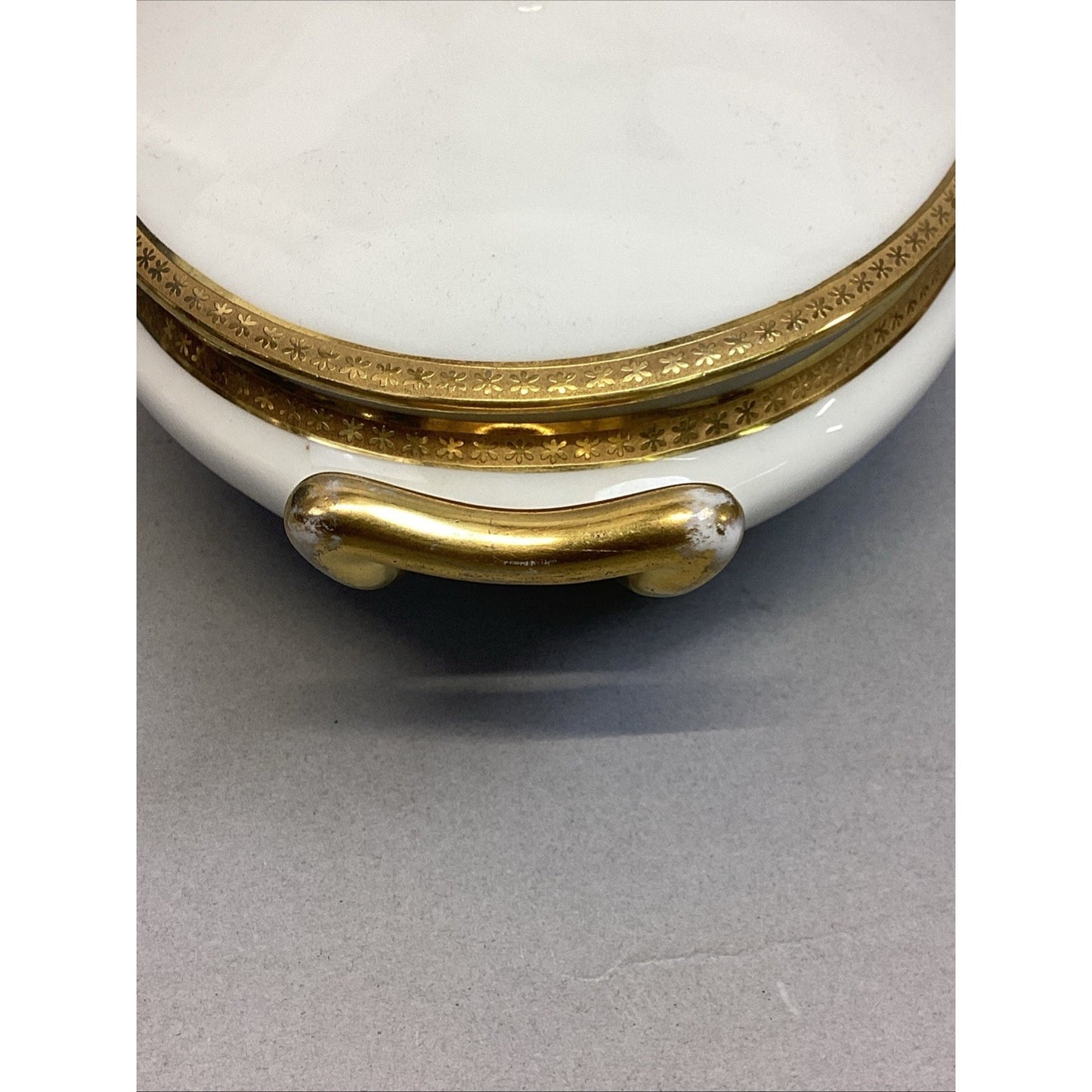 Limoges Elite White W/ Gold Encrusted Oval Covered Vegetable Dish French China