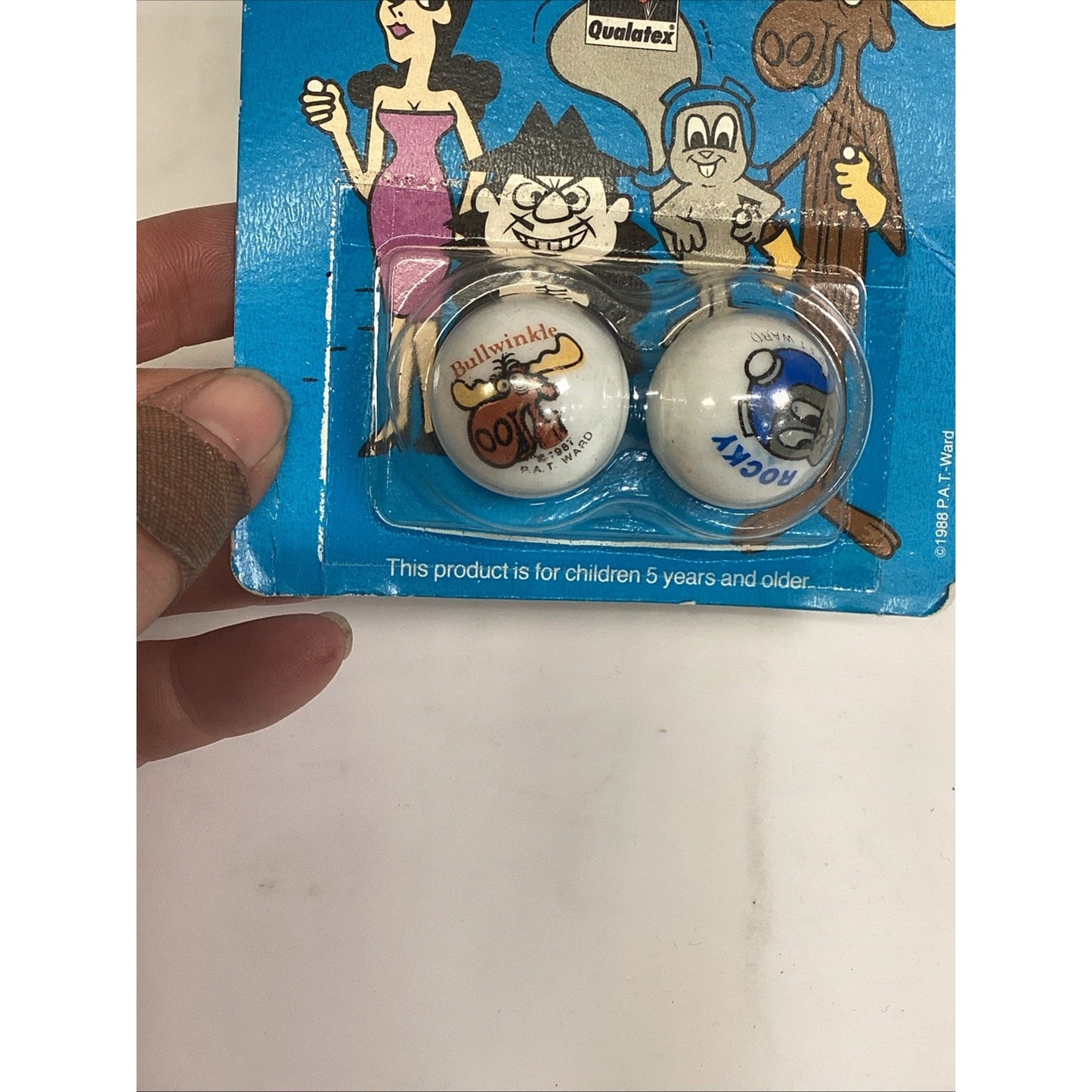 1988 Bullwinkle & Rocky Moosion Impossible Marbles 100% Pure Glass New