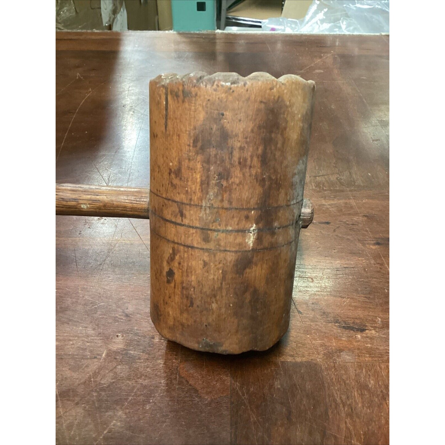 Vintage Large Wooden Mallet/Meat Tenderizer - 13.5”L