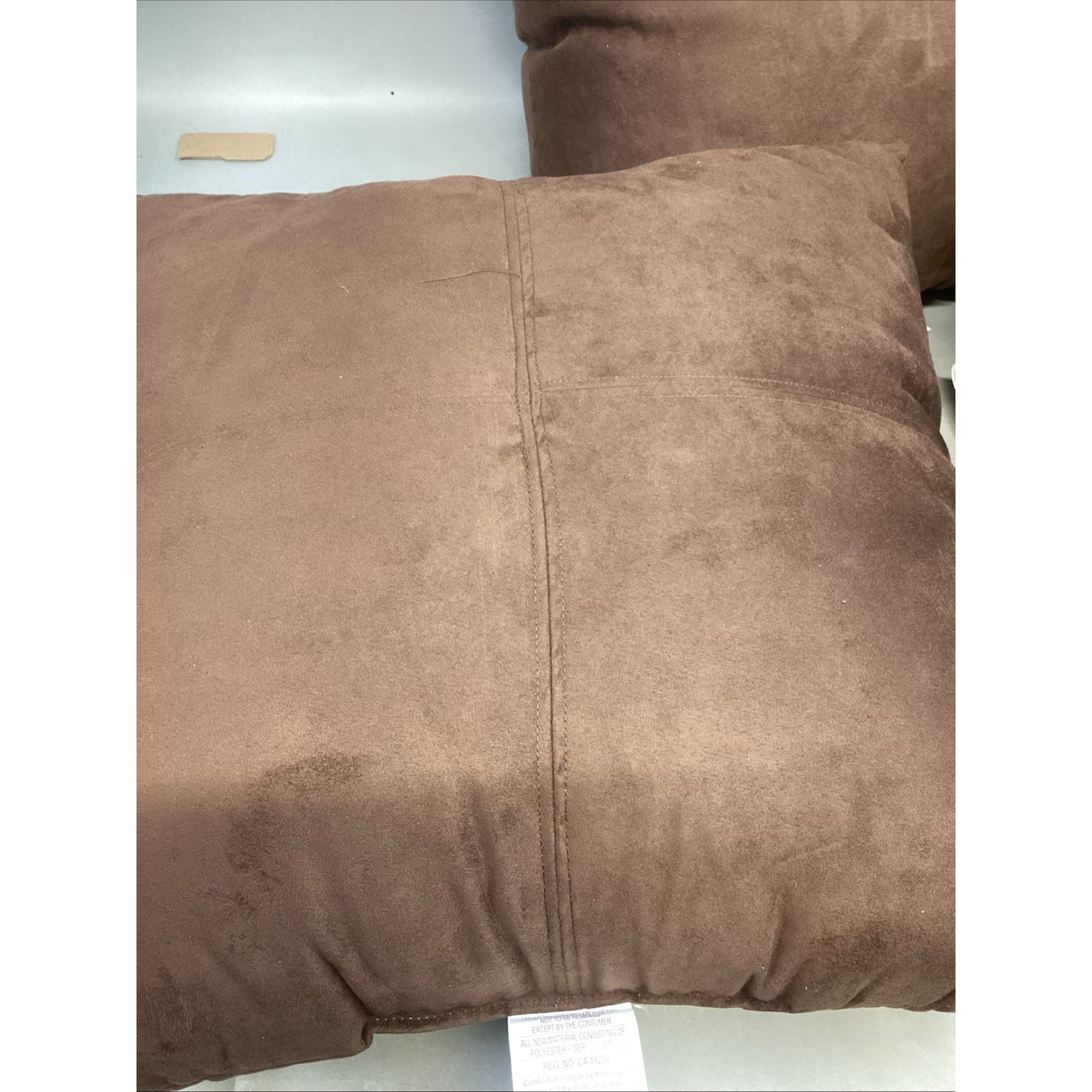 2 Large Plush Brown Suede Accent Pillows & 1 Spencer Feather Filled Pillow