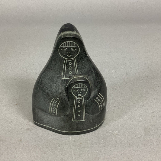 Vintage Russian Eskimo Inuit Mother Child Apt 603 Carved Soapstone Statue- 3.25”