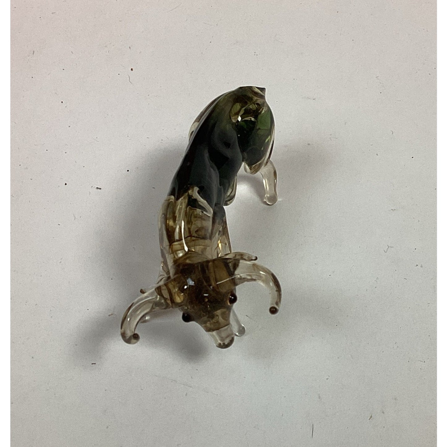 Miniature Art Green/Clear Glass Bull Statue Figurine - Missing Tail