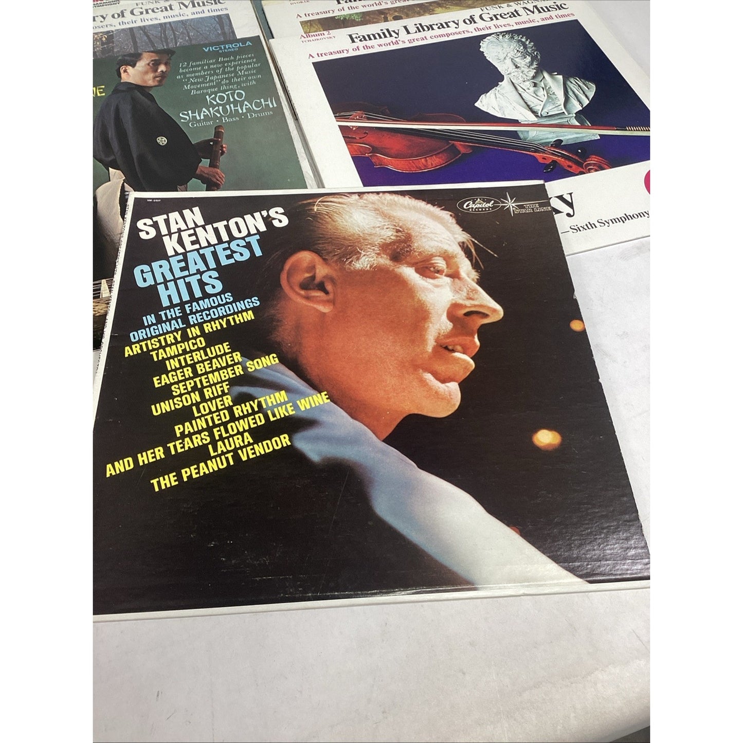 13 Vinyl Records - Tchaikovsky, Bach, Gershwin, Stan Kenton, Tommy Dorsey