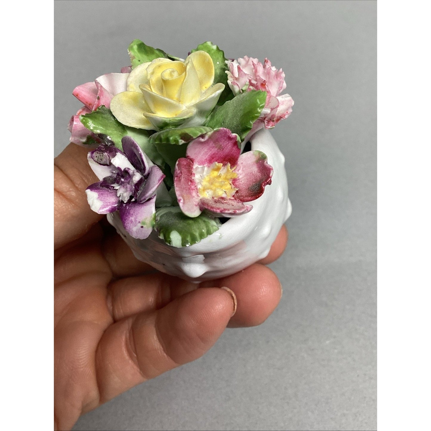 Vintage Royal Adderly Bone China Floral Bouquet Nestled in a Sea Shell - England