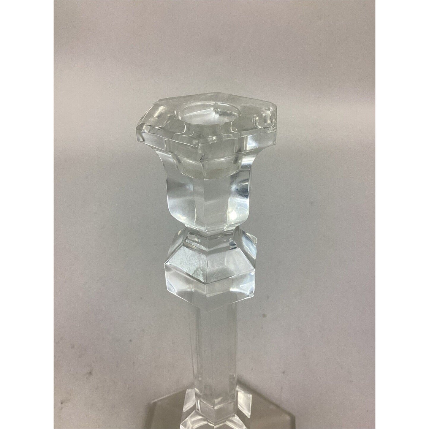 Set Of 2 Different Sized Glass Candlestick Candle Holders