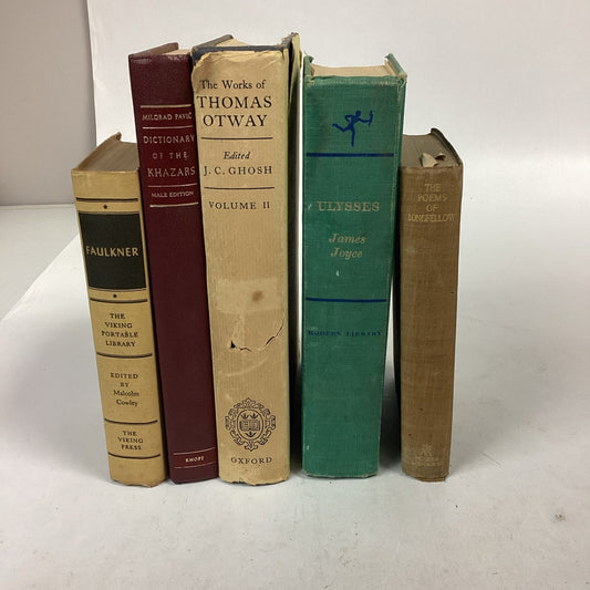 Faulkner, Dictionary Of Khazars,works Of Thomas Atway, Ulysses, Poems Of Longfel