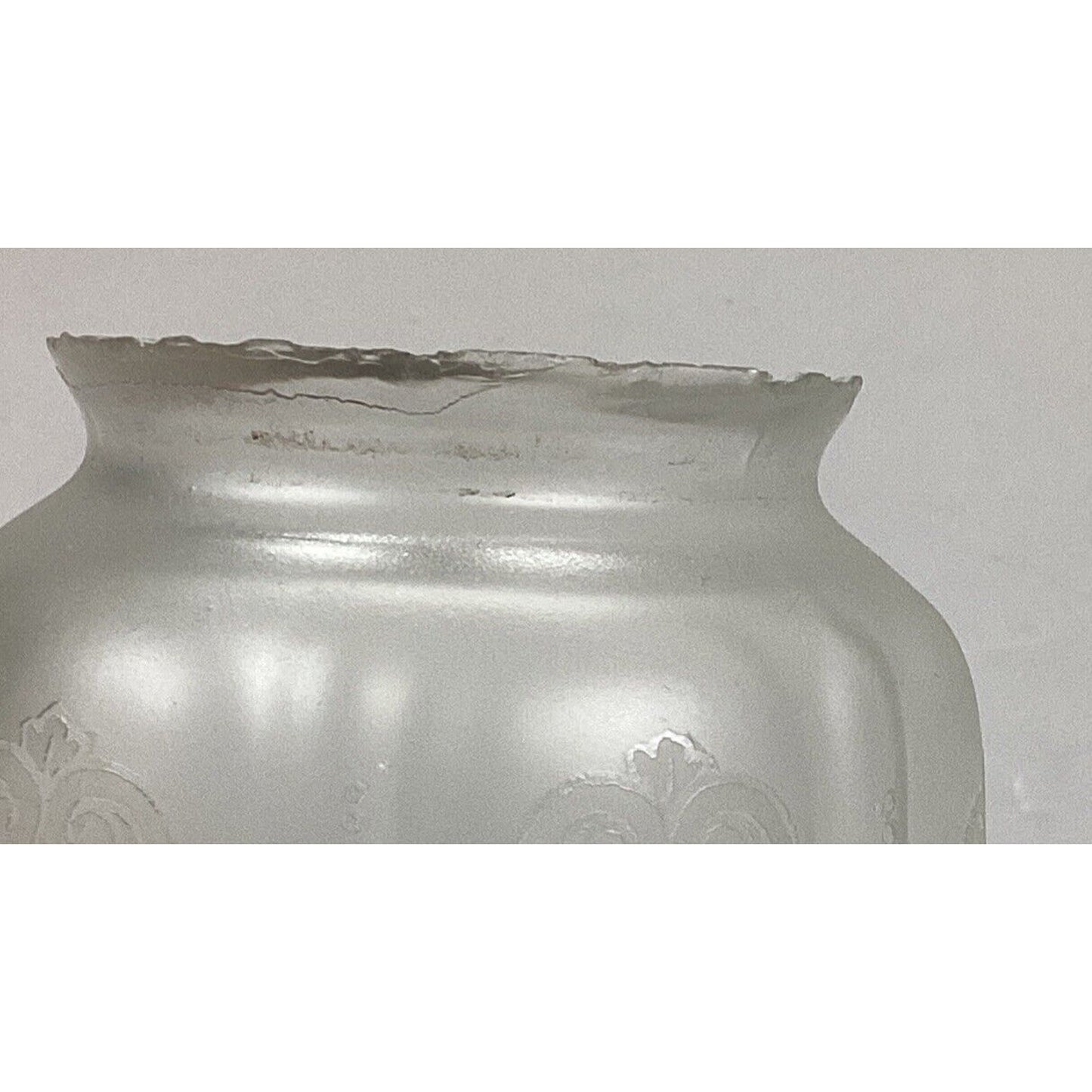 Antique Frosted Etched Glass Lamp Shade - 4.25”Hx4”D