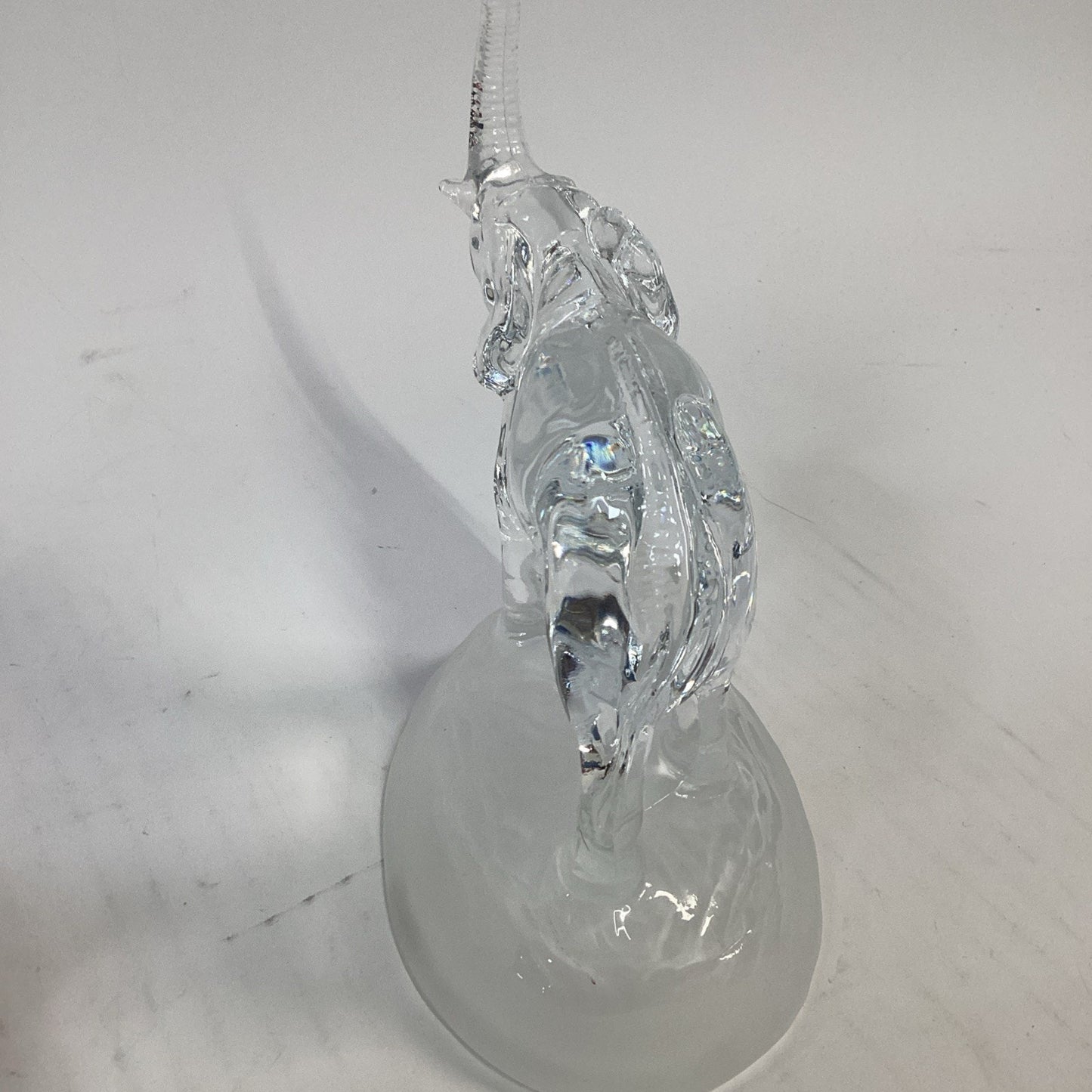 Lot of 2 Vintage Clear Glass Elephant Figurines on Frosted Glass Bases