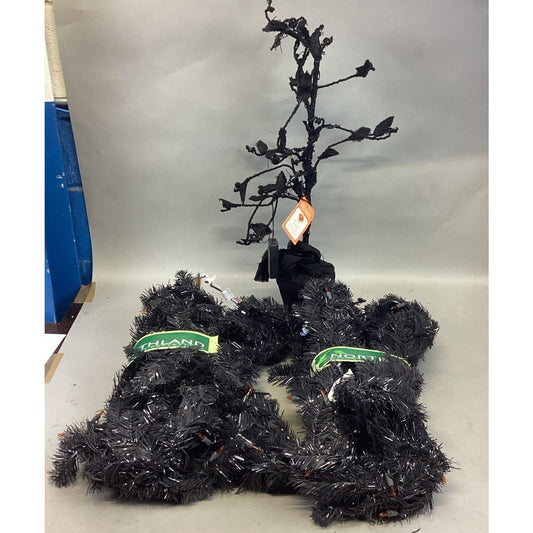 Halloween Black Light Up Tree And 2 New Northland Black Light Up Garland