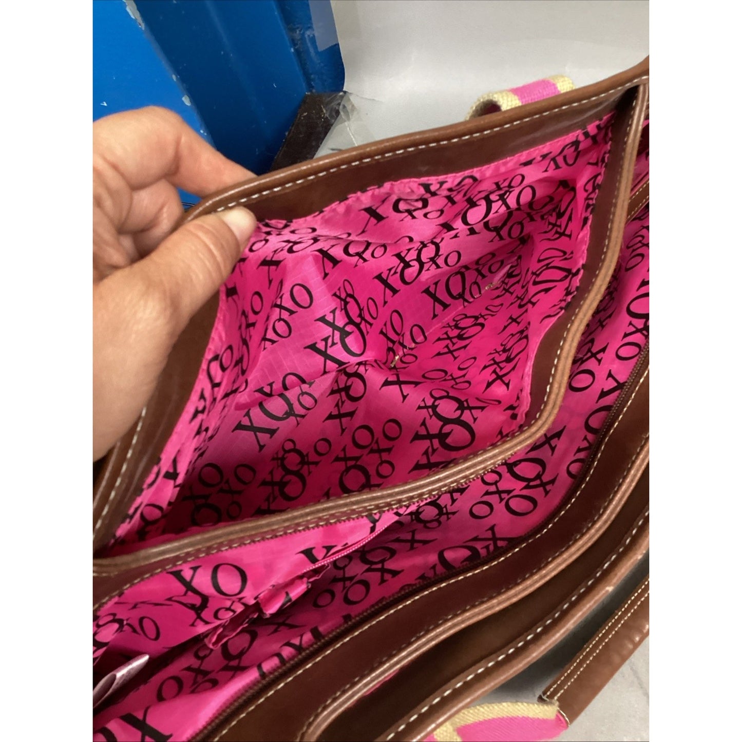 Vintage XOXO Pink Black Tote Bag - 18.5x14”