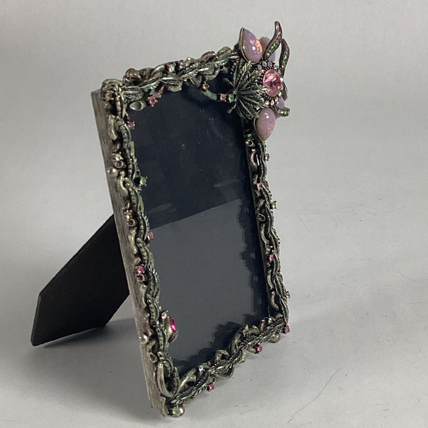 RJ Graziano Pink Floral Photo Frame With Multicolored Rhinestones - Italy