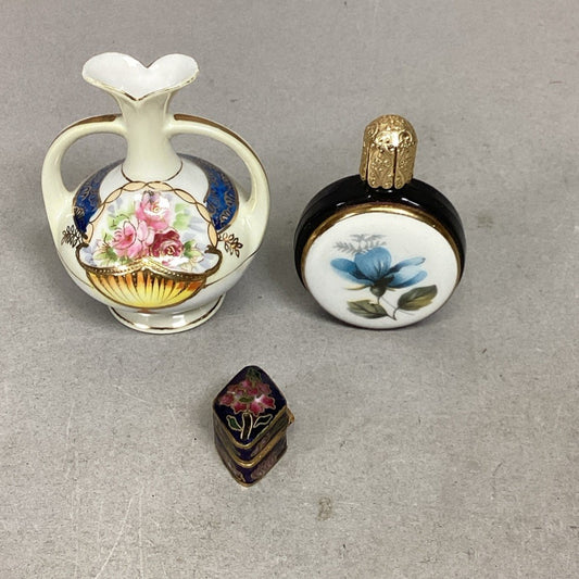 Mini Floral Water Jug Figurine, Perfume Bottle And Trinket Dish
