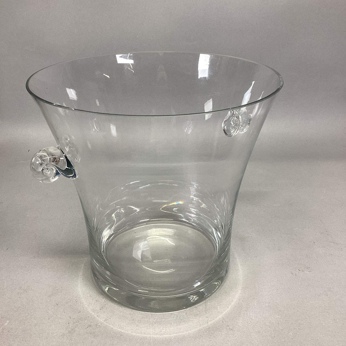Vintage Clear Glass Ice Bucket w/ Hand Blown Handles - 8.5”Hx8 7/8”D
