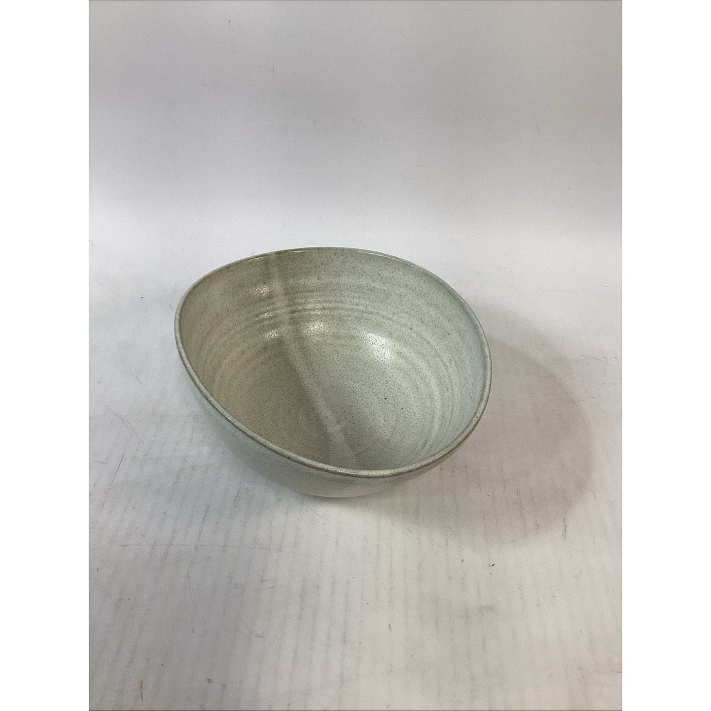 Vintage Speckled White Glazed Bowl - 9x7.5x3.5”