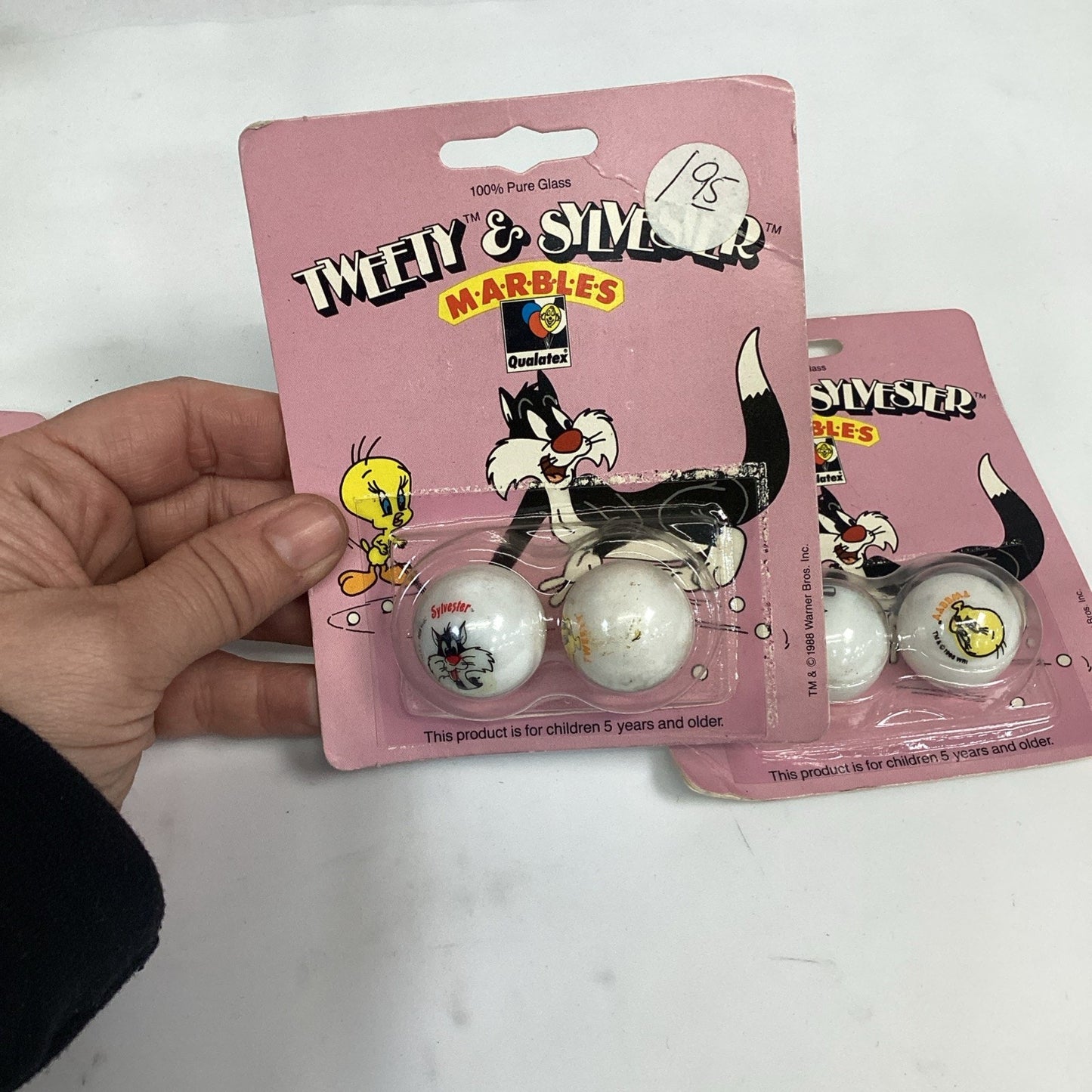 Lot Of 6 - 1988 Tweety & Sylvester Home Tweet Home 100% Pure Glass Marbles