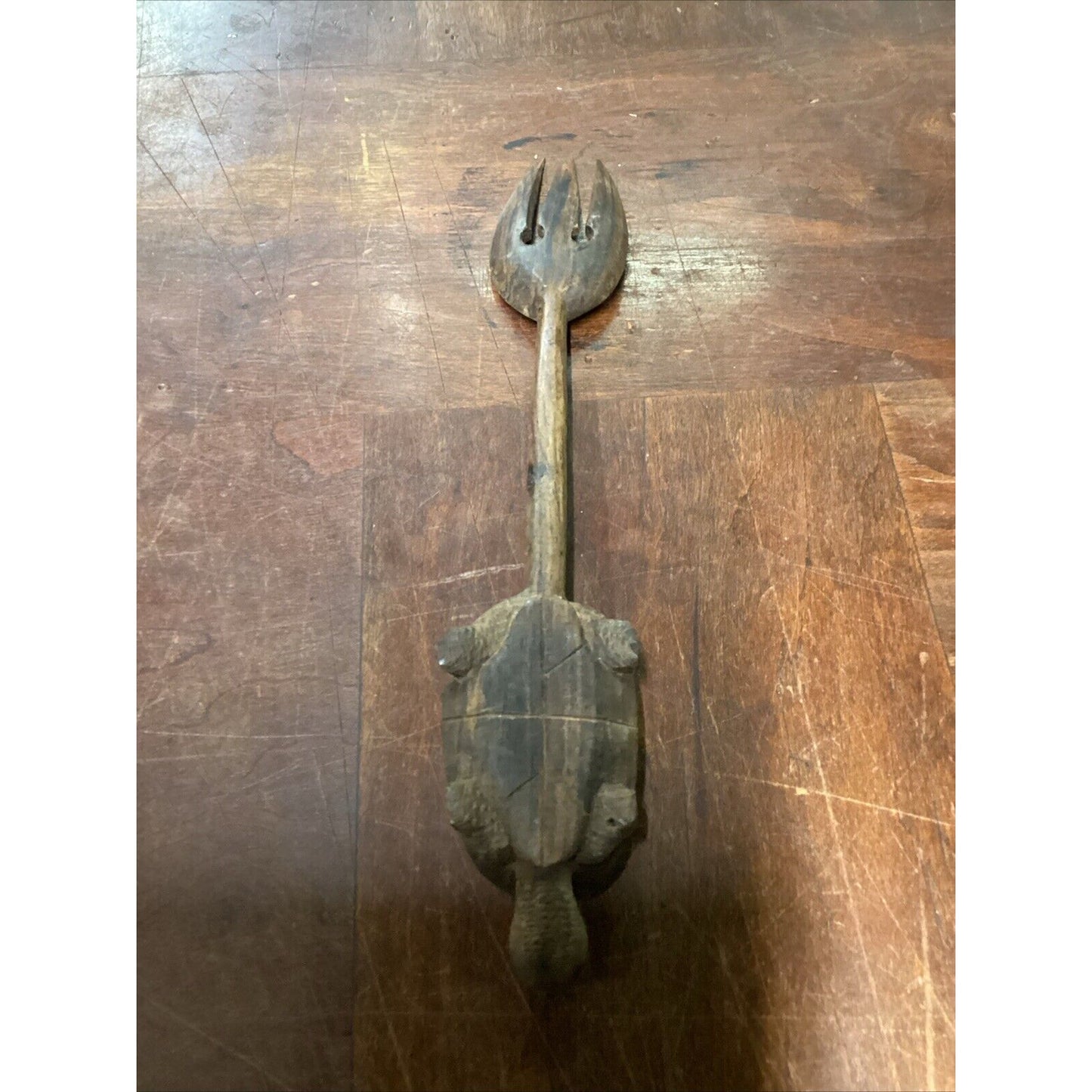 Hand Carved Wooden Decorative Turtles Fork And Spoon Set